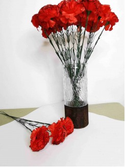 Цветок искусственный "Гвоздика с кантом" 40см. (красный), 1 штука